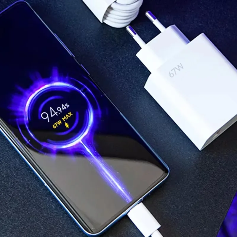 67W Fast Charging USB Charger with 1M Cable – EU/US Adapter