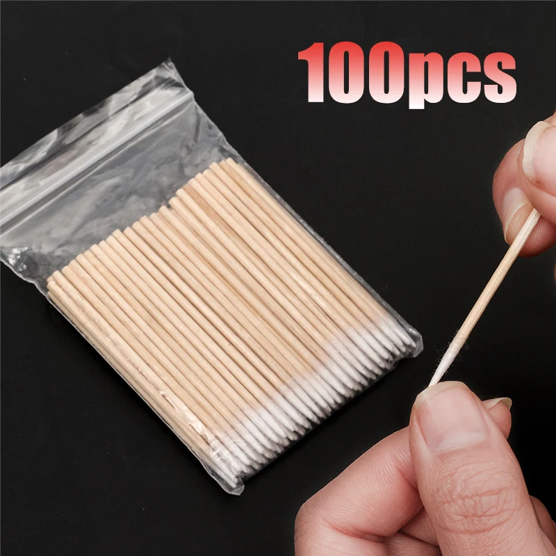 

100/300 шт. ультра-маленький одноразовый ватный тампон без ворса микро щетка для чистки ушей заостренные тампоны инструмент для удаления клея для наращивания ресниц