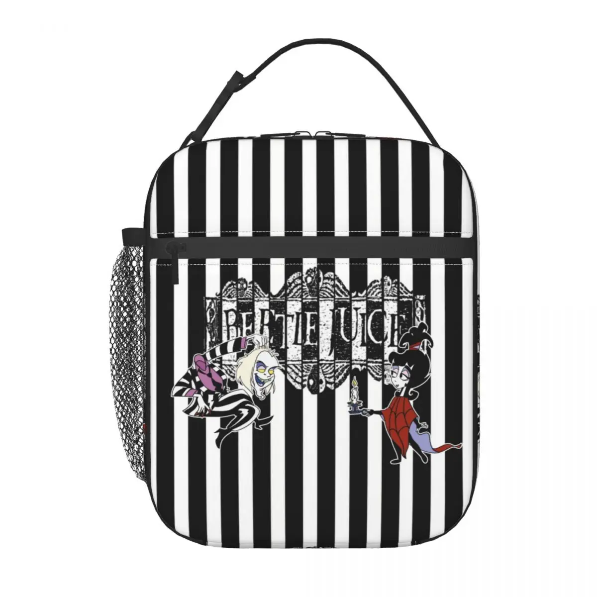 Movie Beetlejuice And Lydia Insulated Lunch Bag for Outdoor Picnic Cartoon Tim Burton Horror Film Thermal Cooler Lunch Box Kids