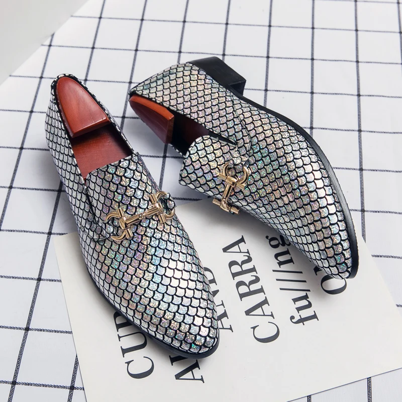 

High End Banquet Dress Shoes Men's Suits Luxurious Golden Wedding Shoes Pointed Men's Genuine Leather Shoes Big Size：38-48