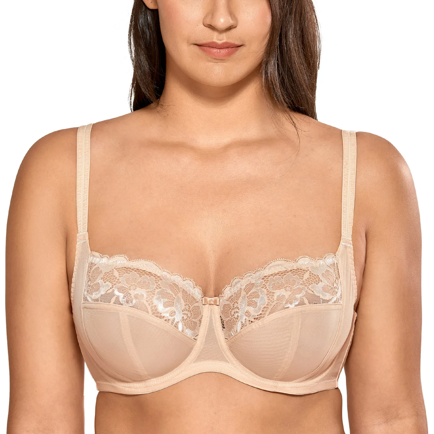 Women's Sexy Push Up Lace Bra Plus Size Sheer Balconette