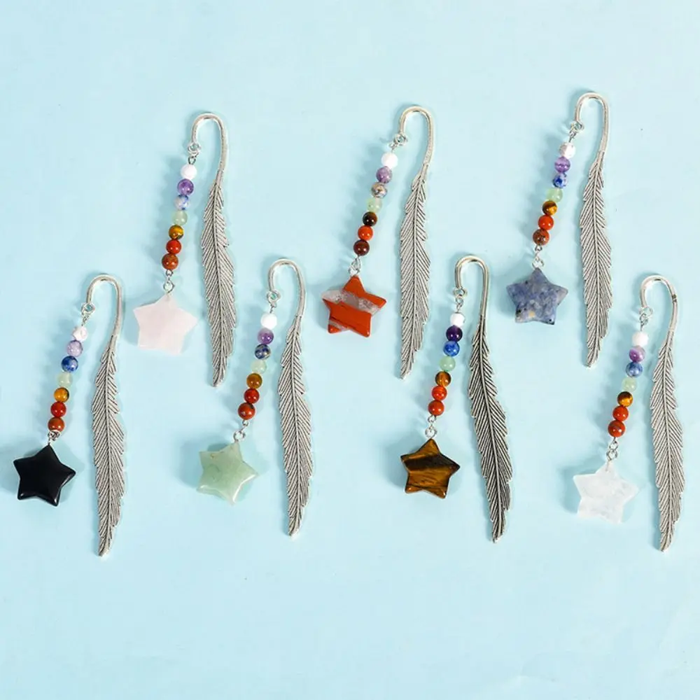 

Reading Bookmark Healing Stone Bookmark Good Luck Pagination Mark Pendent Page Mark Five-pointed Star Book Clip