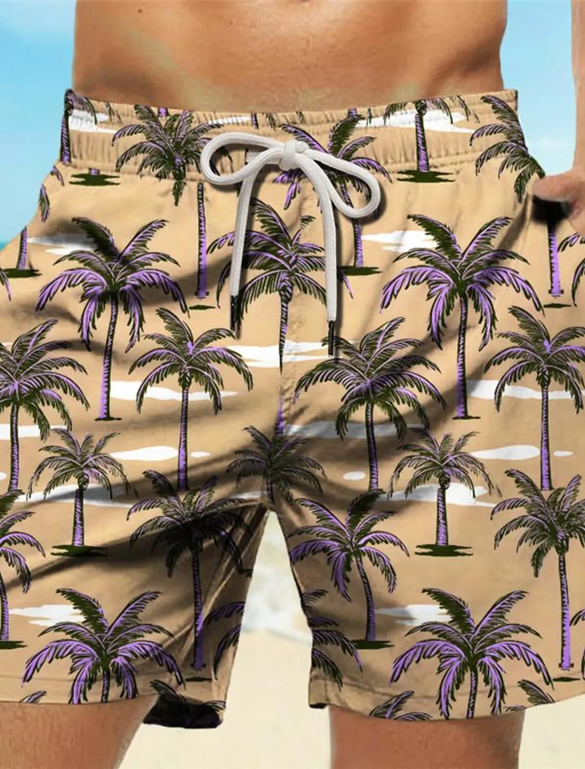 Palm Tree Tropical Men's Resort 3D Printed Board Shorts Swim Trunks Pocket Comfort Breathable Short Hawaiian Style Holiday Beach 5