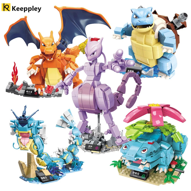 Real Pokemon Character Star Dream Series Blastoise Charizard Venusaur Gyarados Mewtwo Puzzle Build Building Block Model Doll Toy