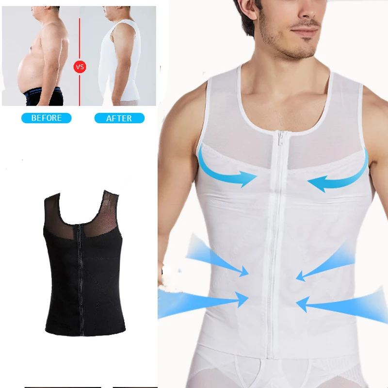 

Gynecomastia Reduction Slimming Vest Men Abdominal Body Shaper Chest Compression Shirt Shapewear Waist Trainer Belly Tanks Tops