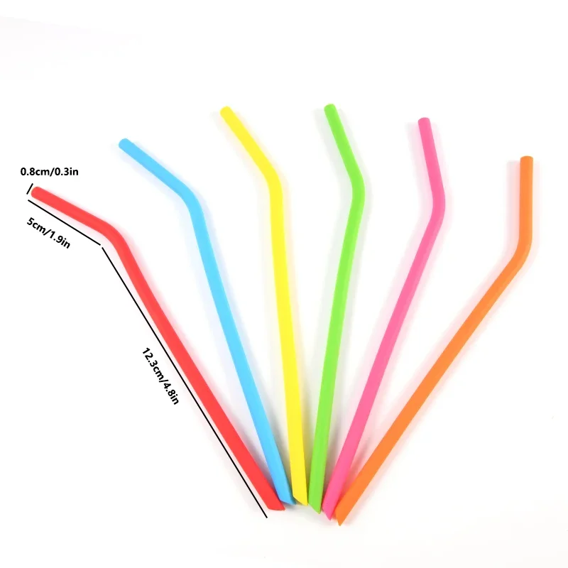 Reusable Silicone Drinking Straws Set 6Pcs Long Flexible Straws with Cleaning Brushes for 20 oz Tumbler Bar Party reusable silicone straws