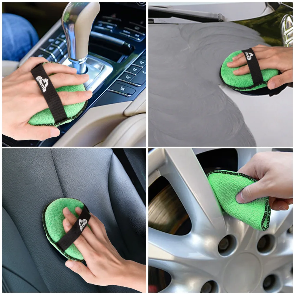 Microfiber Car Wax Applicator Pad 5Piece Belt Design for Easy Control to Apply Wax and Polish Foam Sponge 5inch