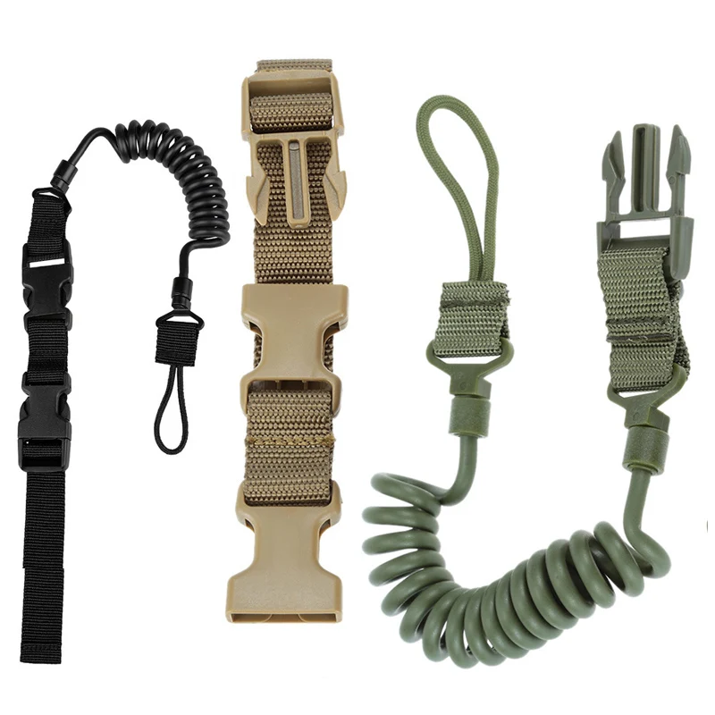 Elastic Tactical Spring Lanyard Key Chain for Outdoor Hunting