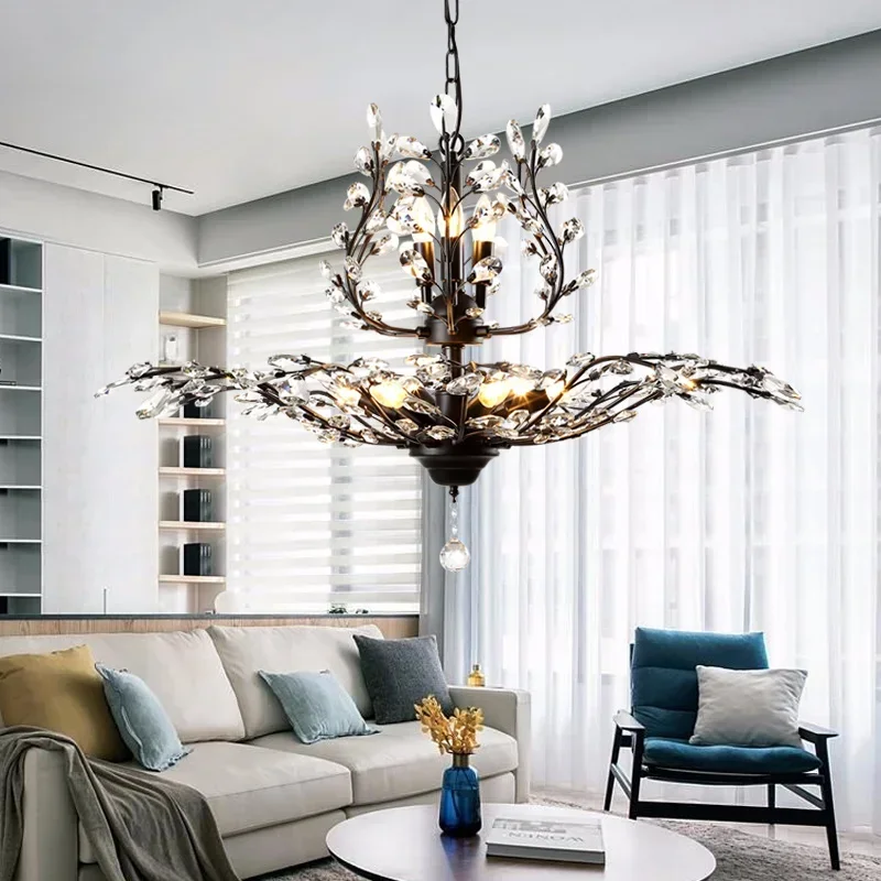

Nordic Candle Crystal Chandelier Vintage Candle Led Pendant Light Room Decor Ceiling Hanging Light for Living Room
