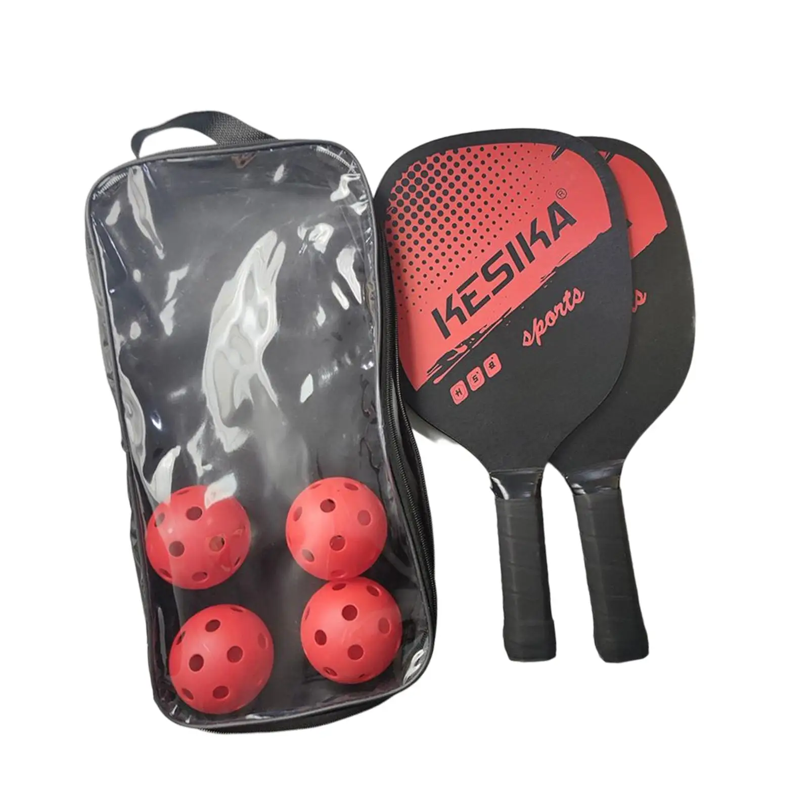 

Portable Pickleball Paddles Set of 2 Rackets with 4 Balls Carrying Bag Wood with Comfort Grip for Women Outdoor Indoor Beginners
