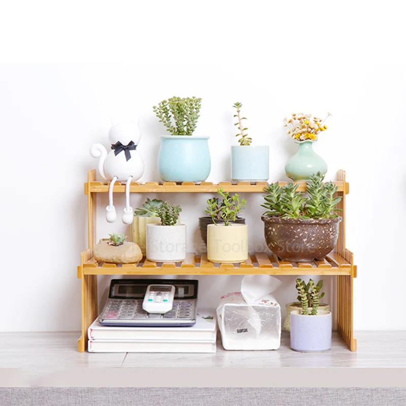 Description Picture 5 of itemBamboo Flower Display Stand Rack Household Plant Shelf Desktop Storage Rack Holder Wooden Shelf Indoor Plant Flowerpot Organizer