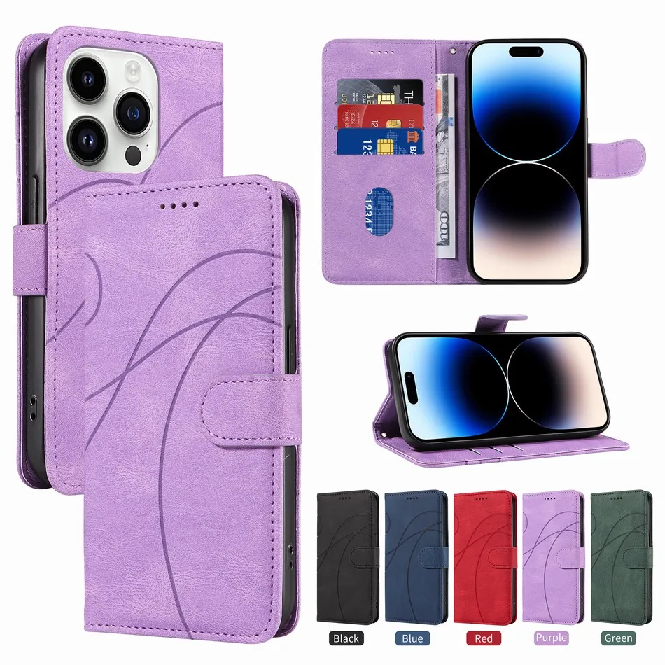 Simple Art Arc Flip Wallet Case Per Xiaomi Redmi Note 8 8T 9 9S 10 10S 11 11S 12S 12 Pro 5G Card Storage Stand Cover Per Telefono D06F