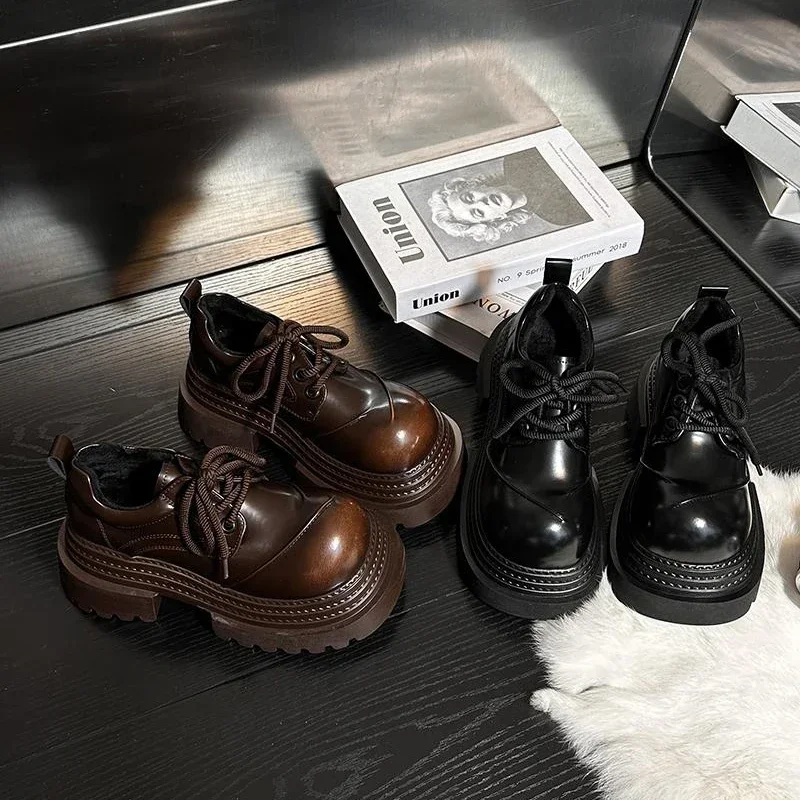 2025 Spring Women JK Mary Jane Shoes Fashion Lace Up Shoes Vintage Platform Elegant Thick Heel Shoes 5