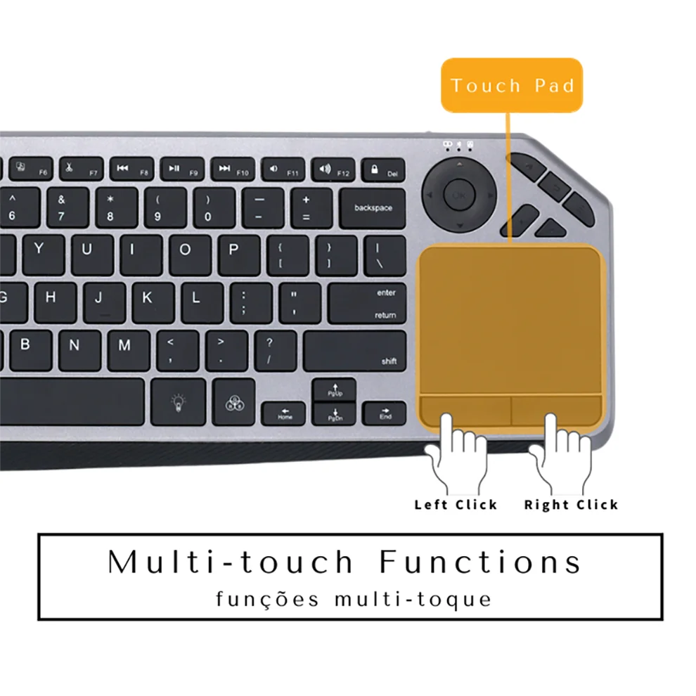 Jomaa Recarregável 2.4g Teclado sem Fio Retroiluminado Bluetooth Teclado com Touchpad para Smart tv Tablet Computador Portátil - Imagem 5