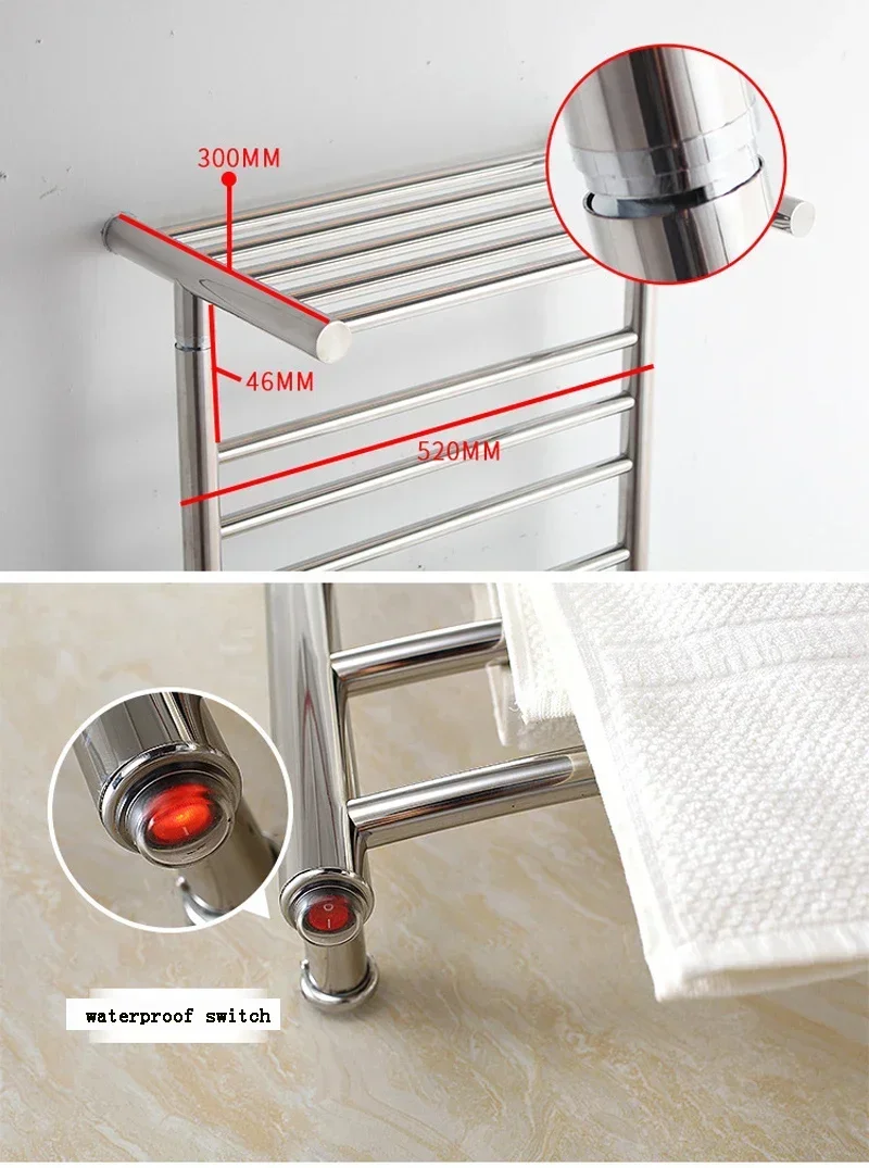 Description Picture 4 of itemElectric Towel Rack 304 Stainless Steel Smart constant temperature 5 min Heated Towel Rail 680*520*300mm Towel Warmer 110V/220V