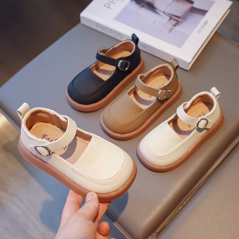 

Autumn Little Girl Solid Color Simple Shallow Mouth Soft Sole Princess Shoes for Children's Lightweight Breathable Casual Shoes