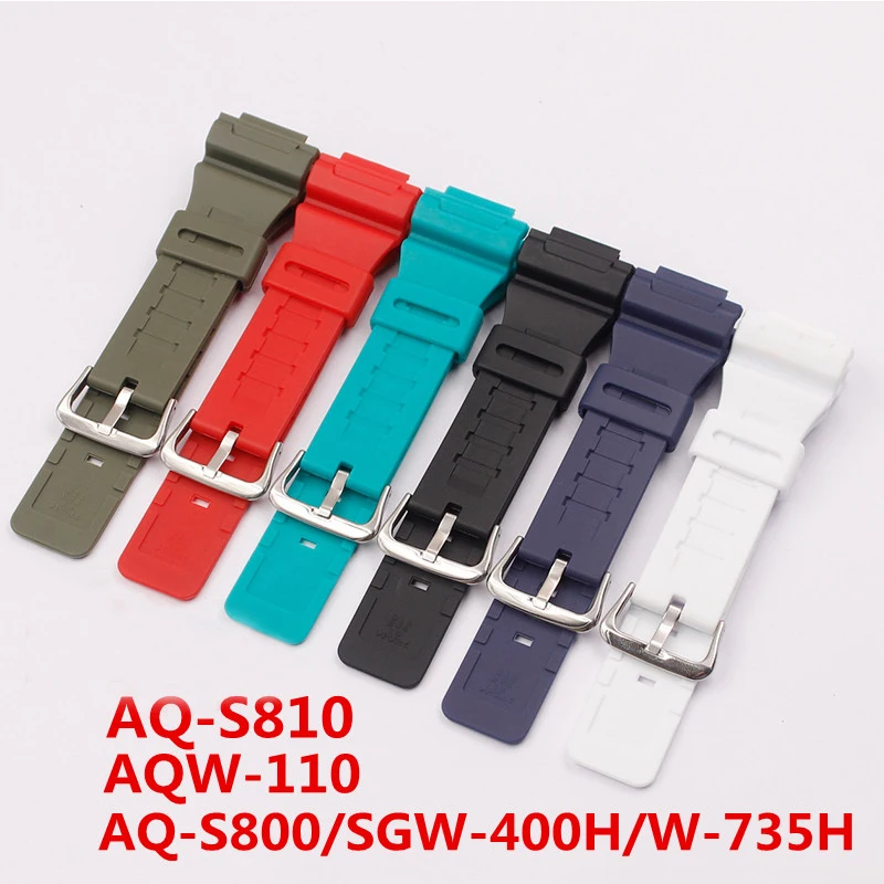 

Watch accessories for aqs 810w AQ-S800W resin color strap 18 mm men's and women's watch strap