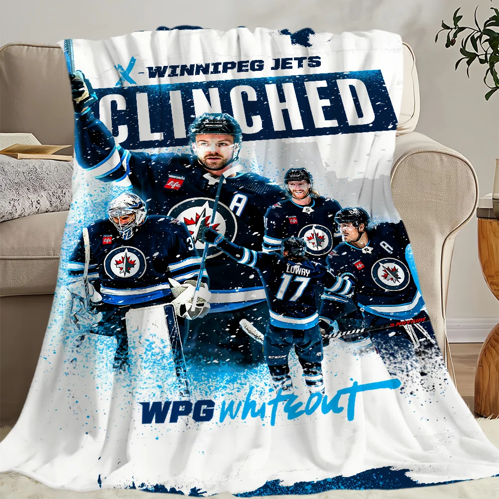 H-Hockey Warm Soft Plush Nap Blankets Sofa rug W-WinnipegS for Living Room J-jets Office Bedroom Home Travel Kid Gifts Flannel 5