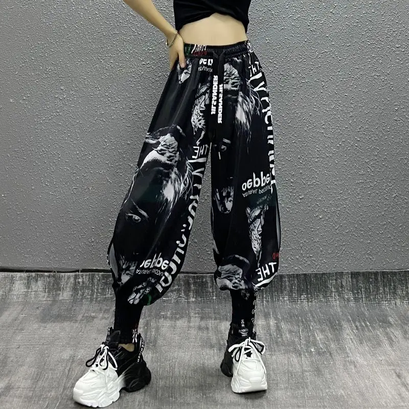 

Spring Autumn Fashion Elegant High Waist Lantern Pants Casual Versatile Western Trend Loose Print Commuting Clothing Women Capri