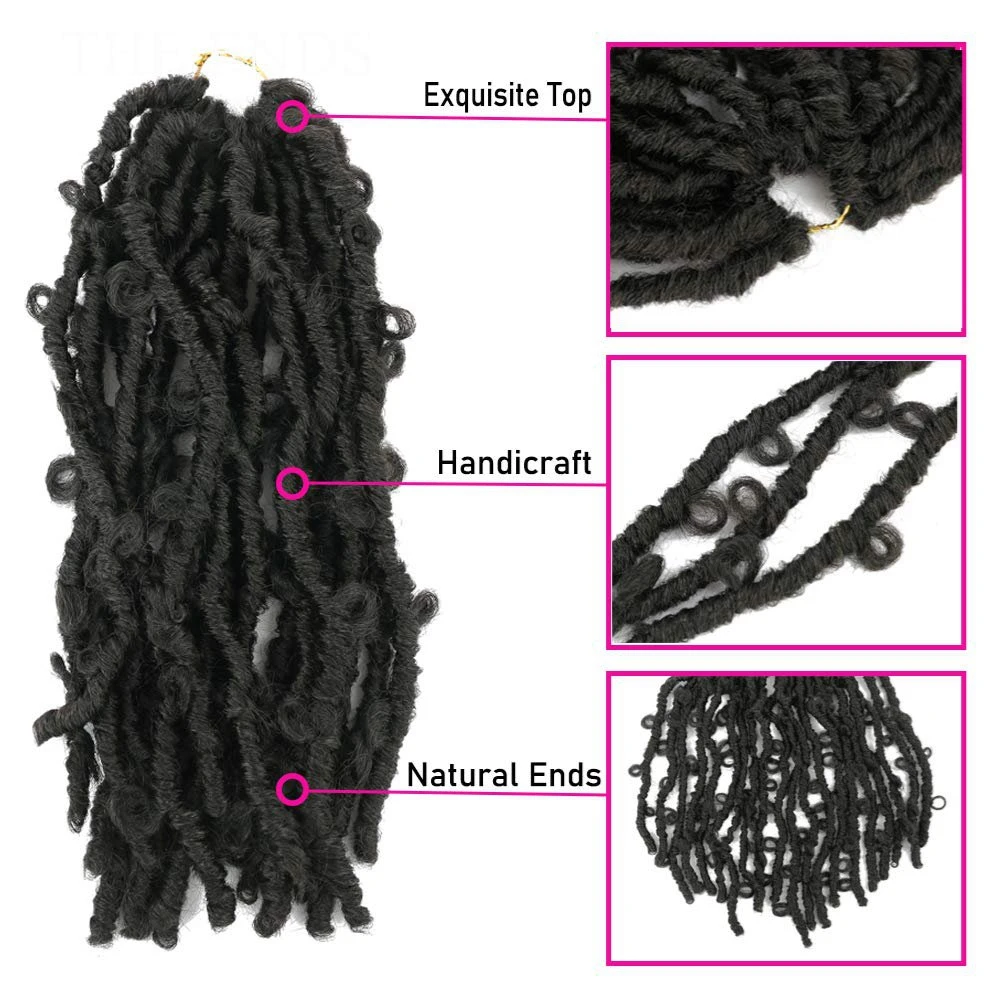 14/18/24inch Faux Loc Crochet Hair Butterfly Dreadlock Boho Goddes Synthetic African Braiding Extensions Natural for Black Women