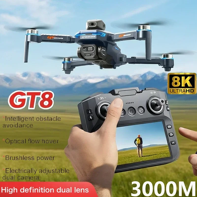 Drone GT8 8K avec caméra HD, moteur sans balais, pliable, 20 min de vol