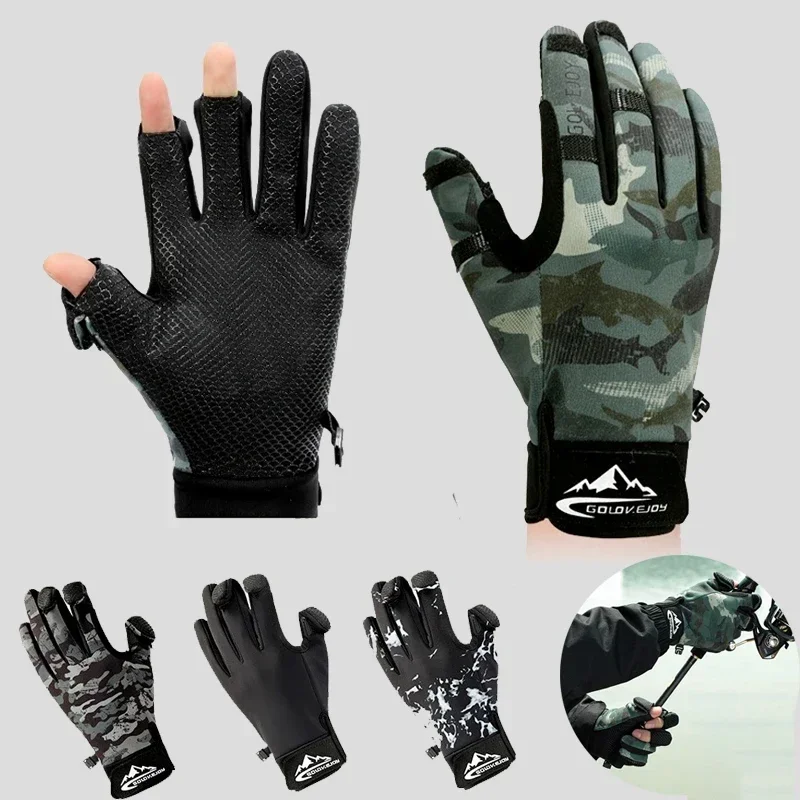 Winter Lure Fishing Gloves Warmth 3 Finger Cut Fingerless Fish Angling  Gloves Non-slip Waterproof Cycling Riding Outdoor Sport