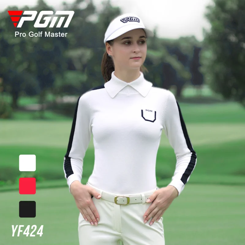 

PGM Autumn Winter Golf Sweater Women'S Golf Clothing Ladies Long Sleeved Slim Sweater Polo Collar Warm Golf Wool Jackets YF424