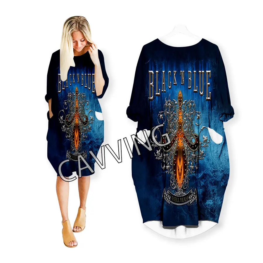 

CAVVING 3D Print BLACK 'N BLUE Rock Fashion Funny Shirts Harajuku Top Women US Sizes Women's Skirt Long-sleeved Dresses
