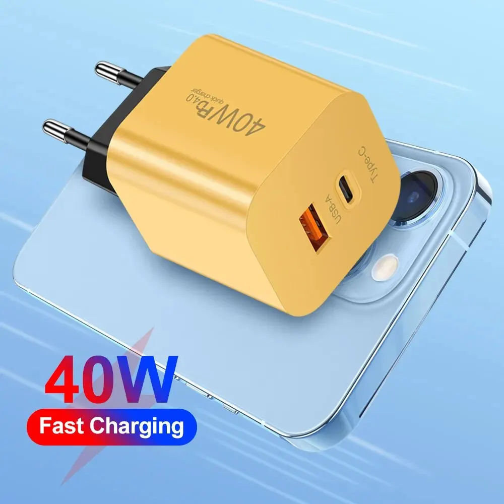 Phone Charger Adapter 40W USB Type C Fast Charging iPhone Samsung Xiaomi Huawei USB C Mobile PD Quick