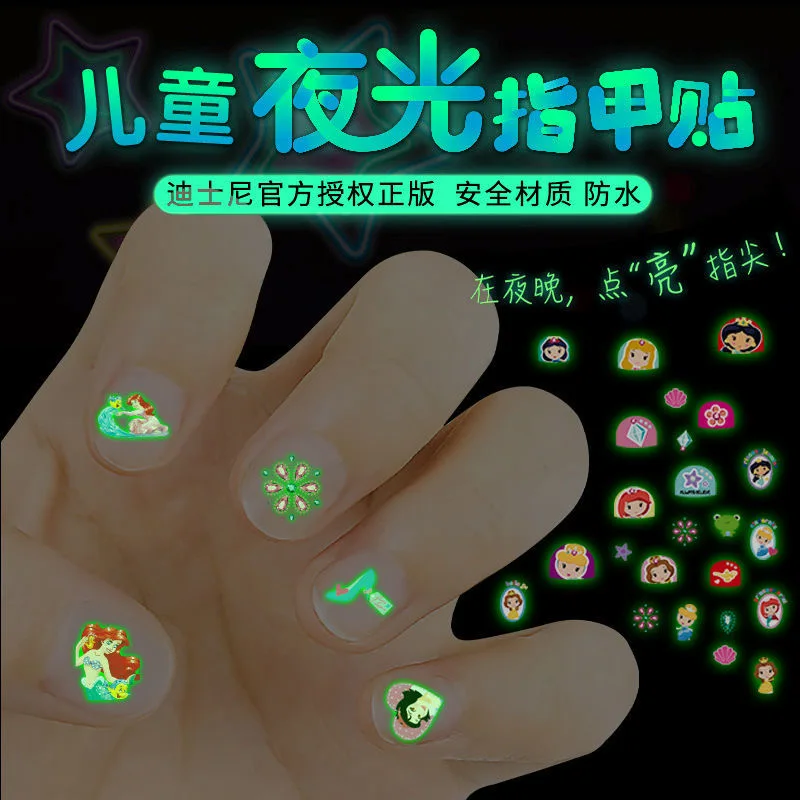 Disney girls frozen Princess elsa Anna night lights Nail Stickers Toys Cartoon gift toys