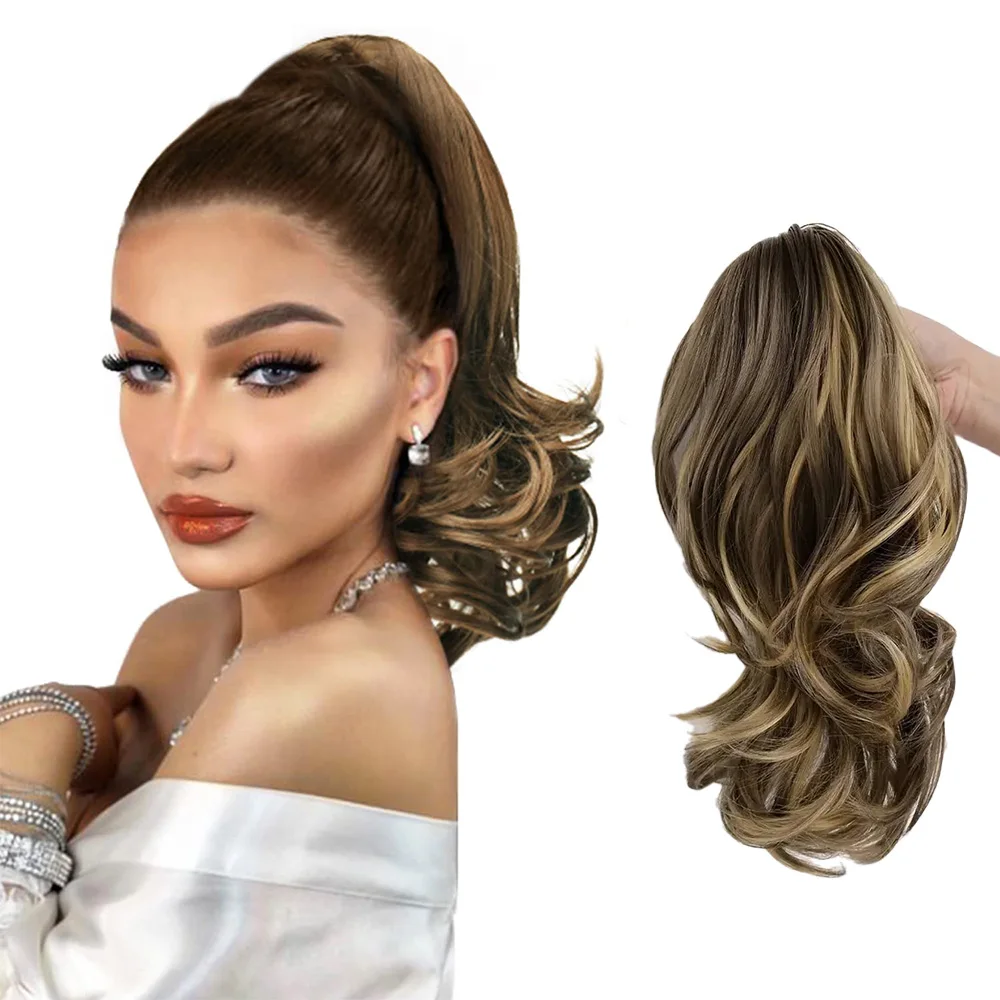 

Claw Clip Ponytail Extensions 12 Inch Curly Synthetic Hairpiece Instant Natural Looking Ponytail Hair Extensions For Women