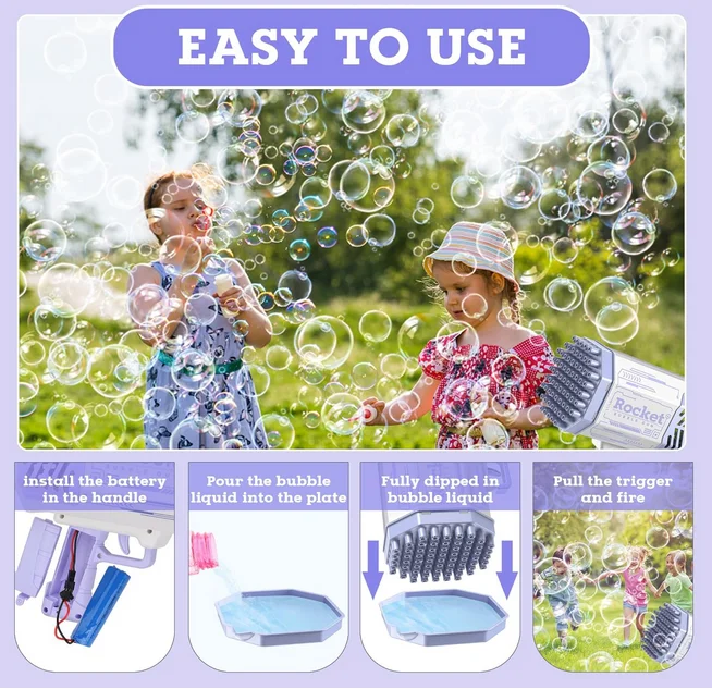 40 Holes Bubbles Gun Wedding Party Birthday Outdoor Cool Toy For Children Summer Toy Gift Portable Soap Bubbles Gun Water Toy 5