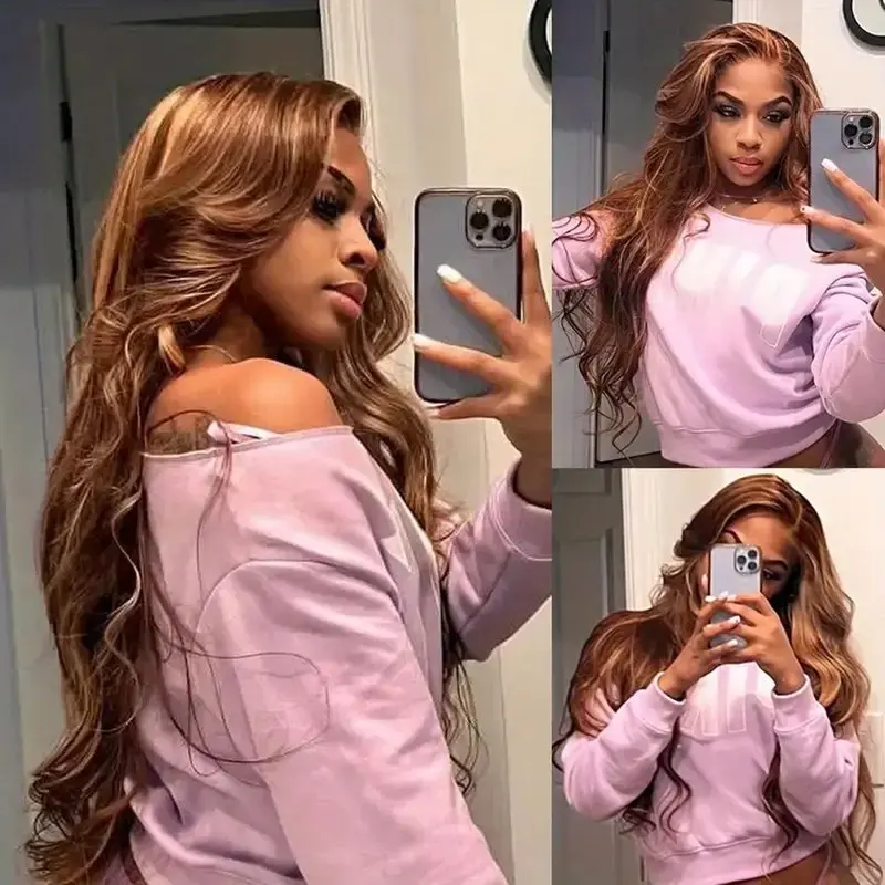Colorful Highlight Ombre Body Wave Lace Front Wig Human Hair 13x6 5x5 Blonde Colored Wig For Women Lace Frontal Wigs Pre Plucked