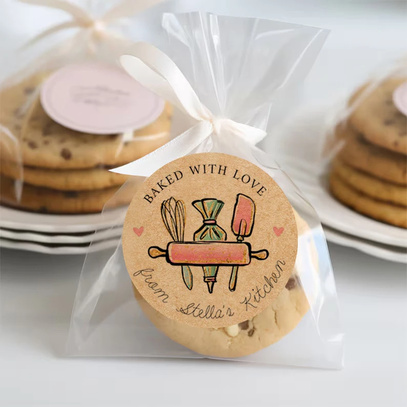 Custom Handmade with Love Stickers – Round & Square Self-Adhesive Labels for Bread, Bak... - SKU CHS13110 - UGI Packaging