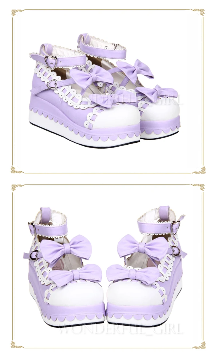 Neue japanische Lolita Plateauschuhe Prinzessin Cosplay Schuhe mit Schleife Größe 35-47 16