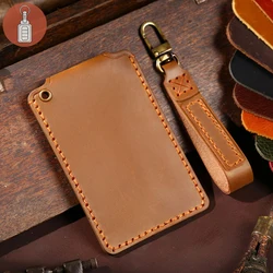Leather Car Key Card Holder Protector Cover Keychain Case for Tesla Model 3 Y for Nio Es6 for Xpeng P7 Clip Shell Fob Pouch Bag