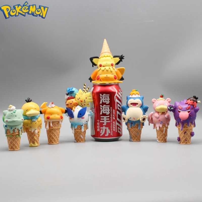 

8pcs Cone PokéMon Gk Ice Cream Ice Cream Pokemon Bulbasaur Duck Kirbymon Collectible Figures 8.5-11cm Toy Model Ornaments Gift