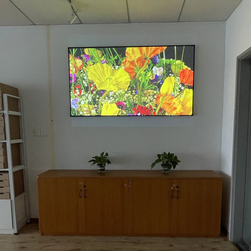Ambient Light Rejecting ALR CLR 60 - 150 Inch Fixed Frame Projector Screen 1CM Narrow Bezel for Home Theater Projection 4K 3D