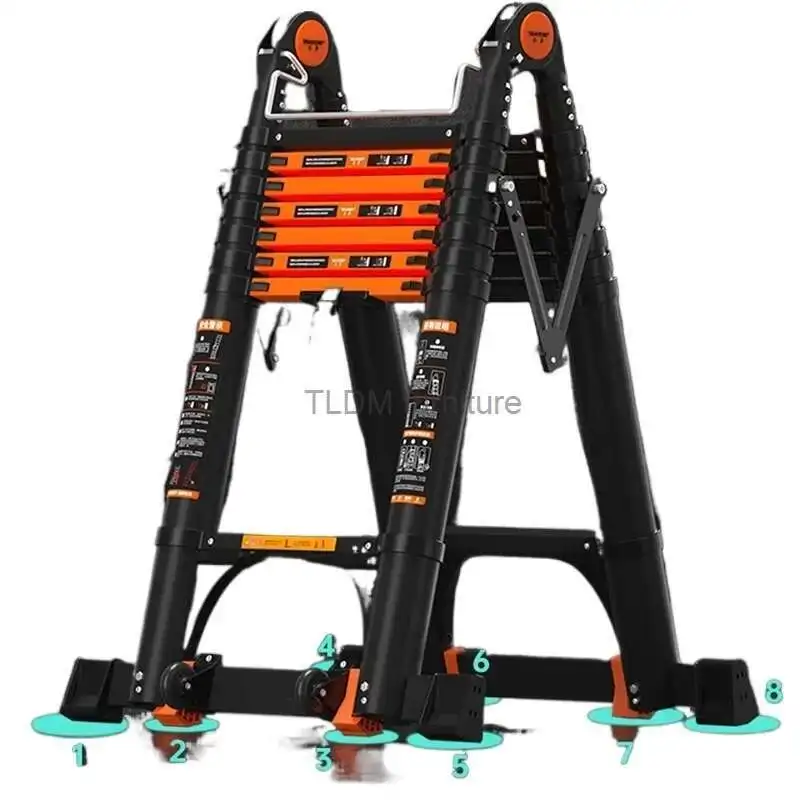 Multifunction Folding Ladder Aluminum Alloy Telescopic Ladder Thickened Herringbone Portable Lift Engineering