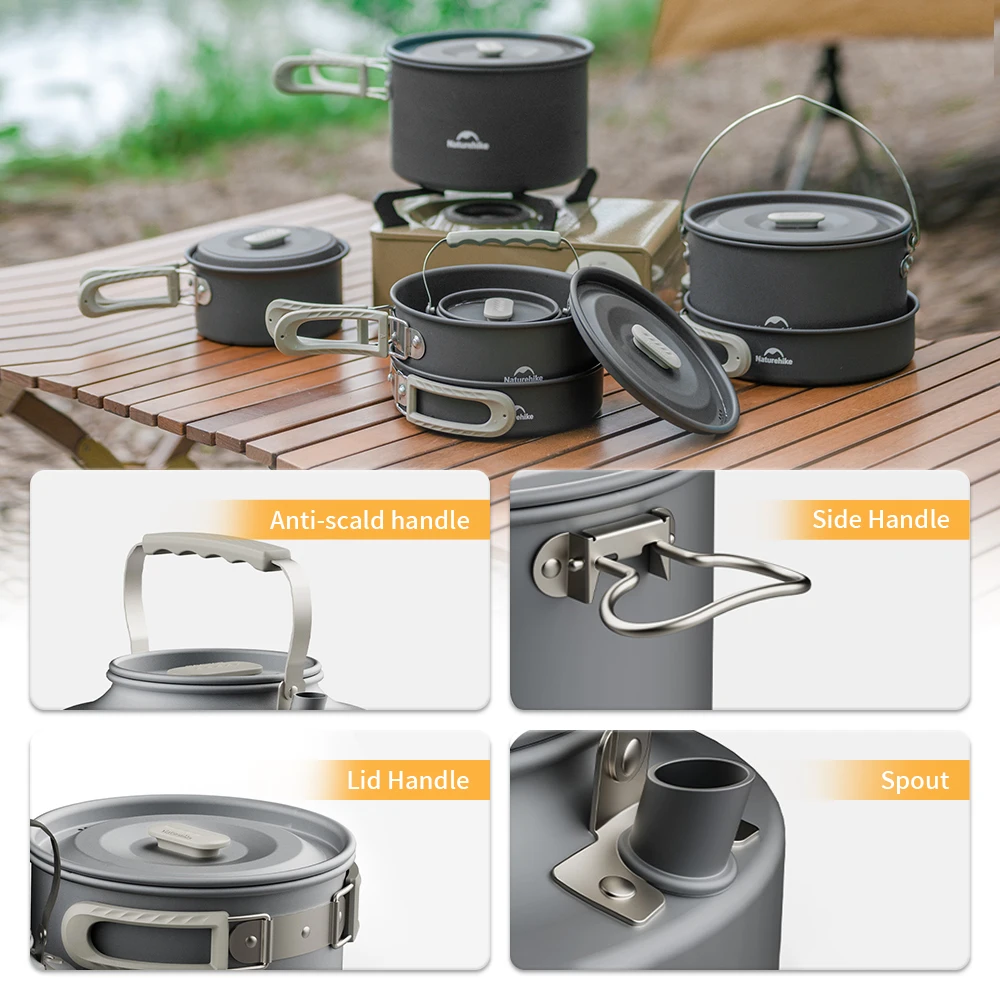Naturehike Camping Cookware Kit Outdoor Frying Pan Portable Kettle Foldable Picnic Tableware Kitchen Utensils Cooking Utensils - Image 6