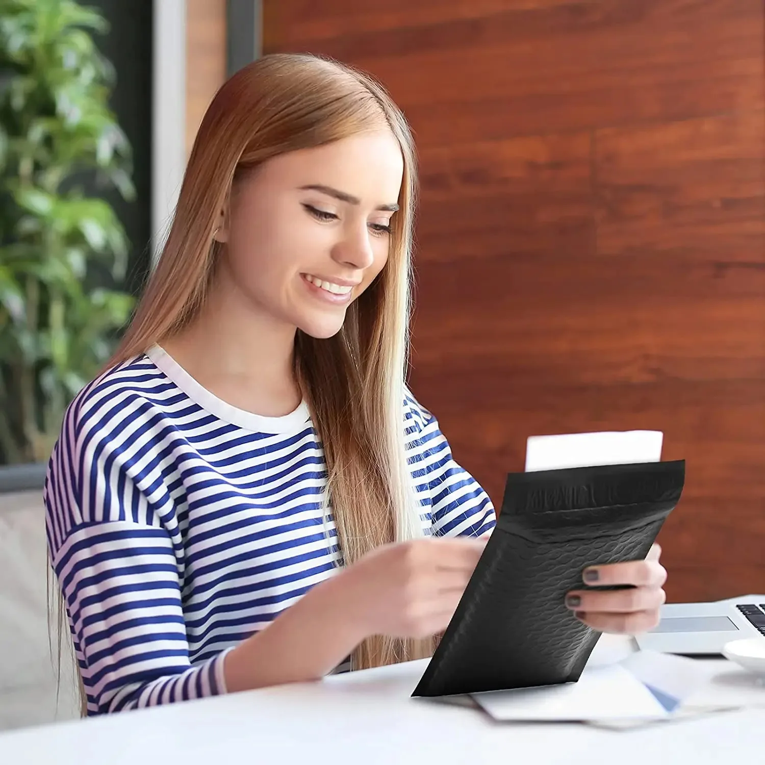 버블 패딩 우편물 봉투, 포장 배송 가방용 폴리, 블랙 비즈니스 용품, 100 개