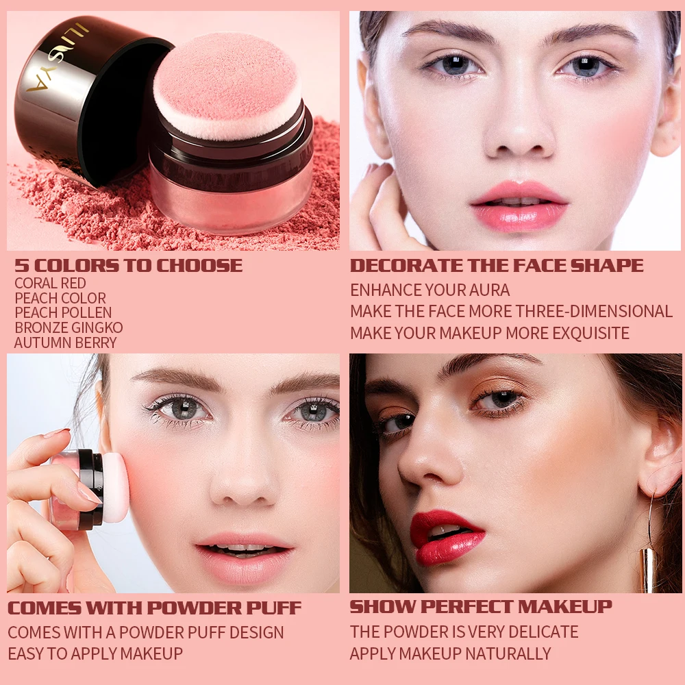 Powder Blusher Blush Powder Facial Blusher ILISYA Soft Face Blusher Powder Cheek Rouge Nourishing Nude Makeup