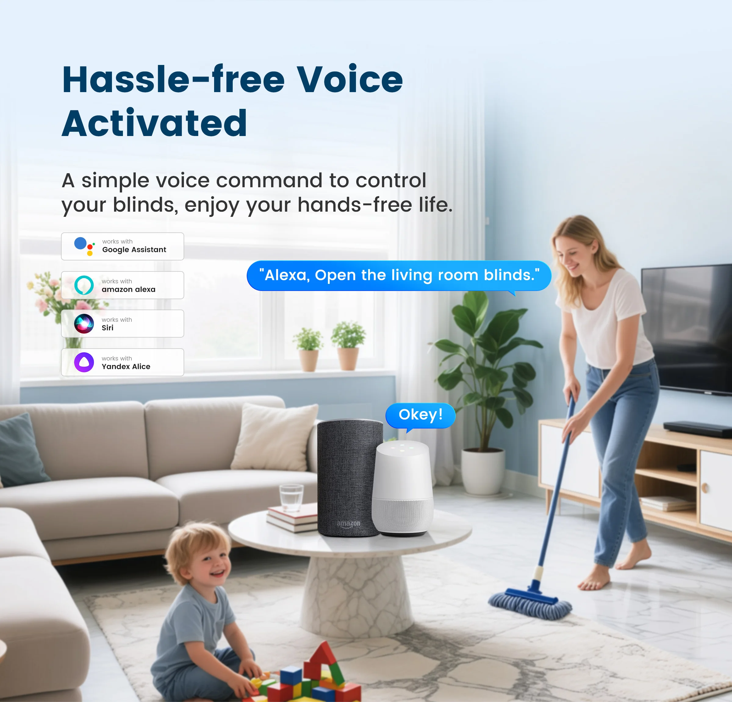 Smart Curtain Motor - WiFi Motorized Roller Shade with Alexa  Google Home Support