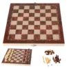 ZK20 3 in 1 Chess Board Game Set Intellectual Growth Chess Checkers Set for Family Friends Wood 24 X 24cm / 9.4 X 9.4in 3
