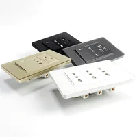 T&I Elegant 118 เต้ารับสวิตช์ผนัง มาตรฐานสหรัฐฯ เครื่องชาร์จ USB พร้อม Type-C การออกแบบแผงกระจก 4