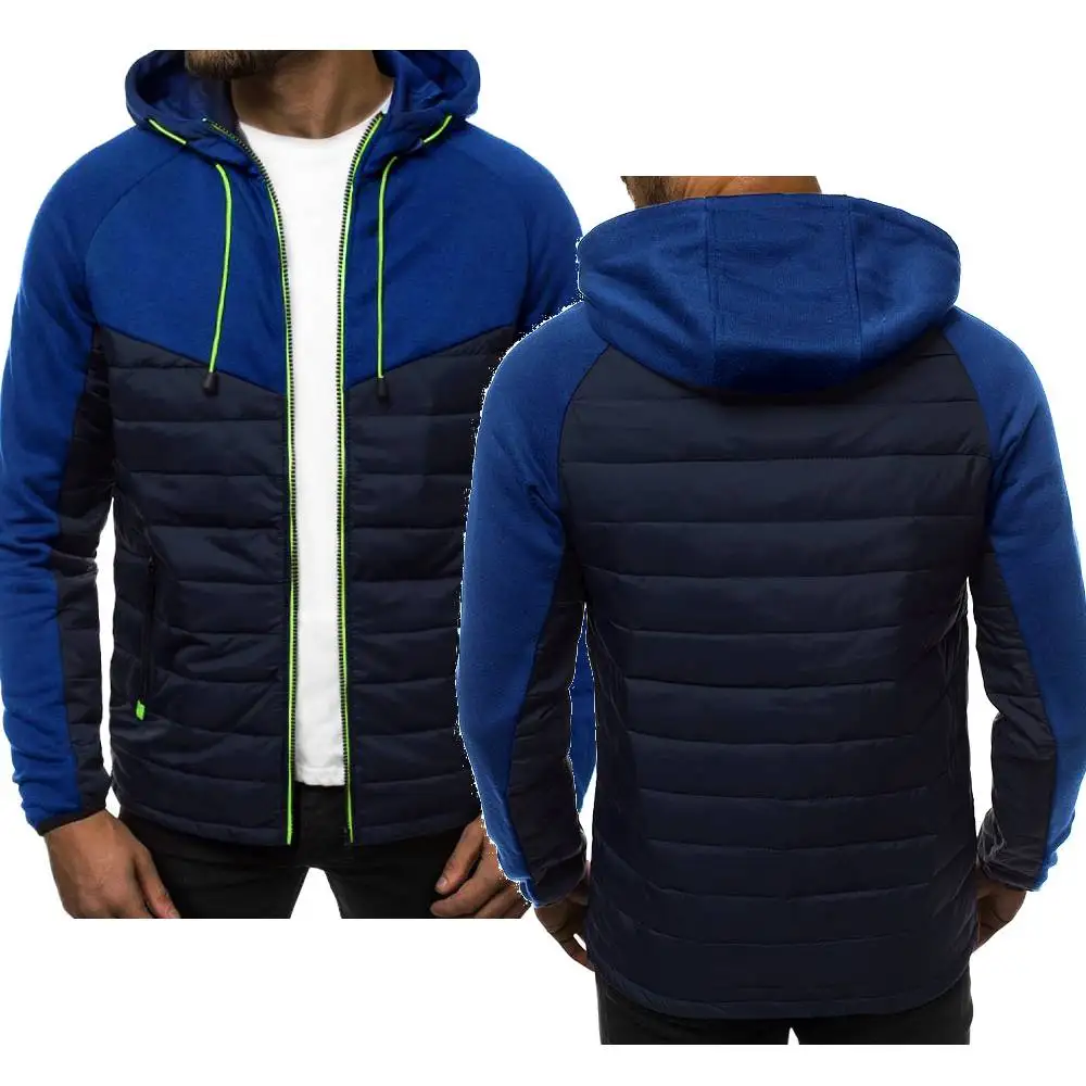 Casual Slim Patchwork Zipper Coat Men Long Sleeve Mens Jackets Oversized Coat European Wildsize Men Hooded Jacket   Size 4XL