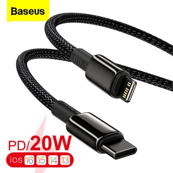 Baseus-아이폰용 USB 케이블, 20W PD, 아이폰 14, 13, 12 프로 맥스, 플러스, 미니, 11, X, 8 용, 아이패드 미니 에어 와이어 코드용 고속 충전 데이터 케이블