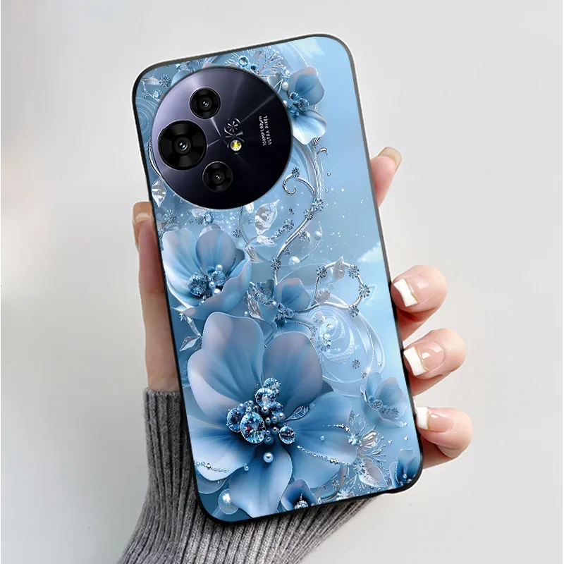 Soft Silicone Black Shell Cover with Cute Flower Design