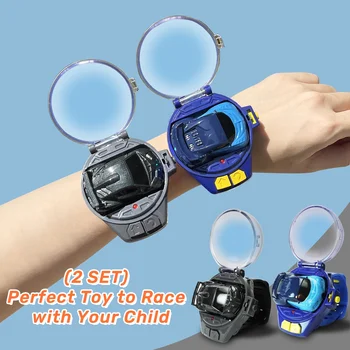 2pcs Mini Remote Control Car Watch Toys - Small RC Watch Racing Car with USB Charging, 2.4 GHz Detachable - For Boys & Girls - P 2