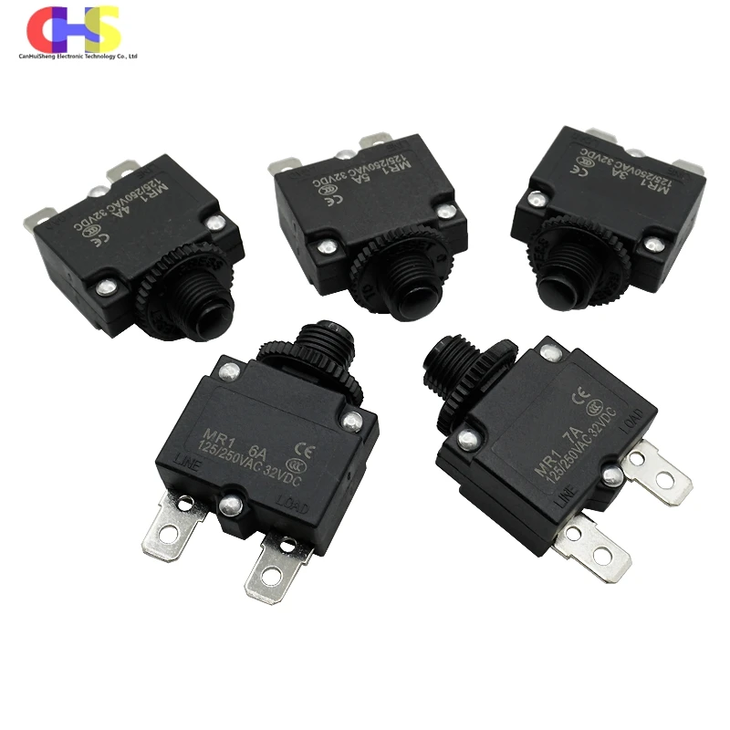 (1-10PCS) MR1 Manual Reset Circuit Breaker 3A 4A 5A 6A 8A 10A 12A 15A 20A 25A 30A Thermal Current Overload Protector Switch Fuse